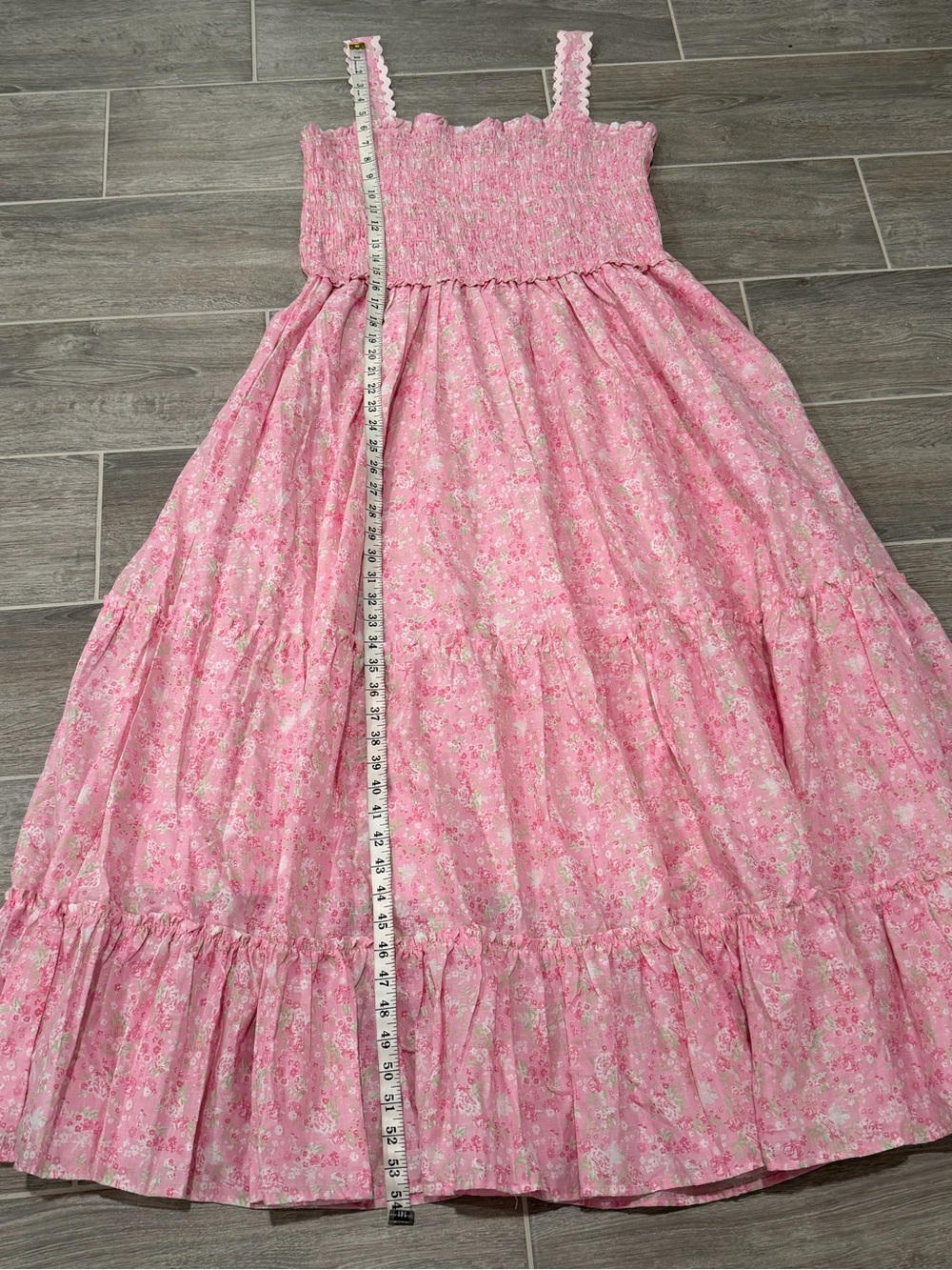 NWOT! Simply Shabby Chic Cotton Pink Floral Smocked Chest Maxi Dress. Size XXL. - Picture 10 of 11